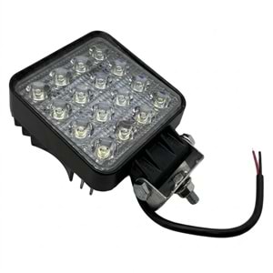 Traktör ve İş Makinesi Çalışma Farı Kare 16 Led 48W 12V-24V
