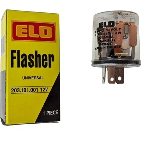 Elektromekanik Sinyal Flaşörü İkazsız Şeffaf 12V 3 Fişli 203.101.001
