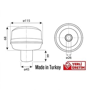 Döner Lamba Üç Fonksiyonlu Ledli Soketli Kısa Tip Sarı 12/110V